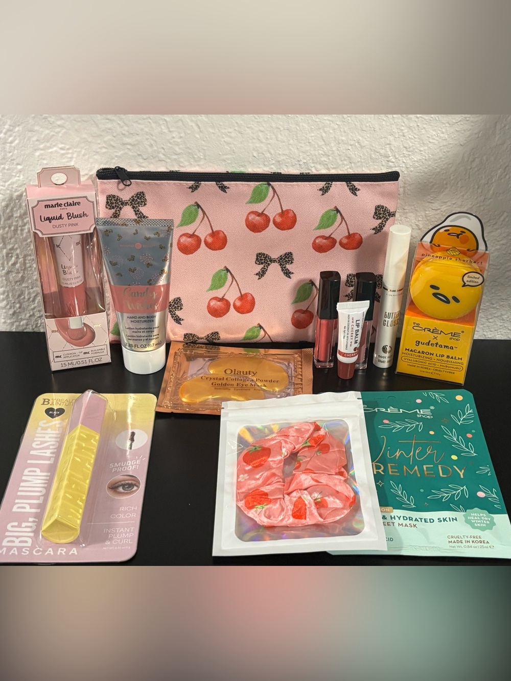 Cherry Print Makeup Pouch Beauty Bundle